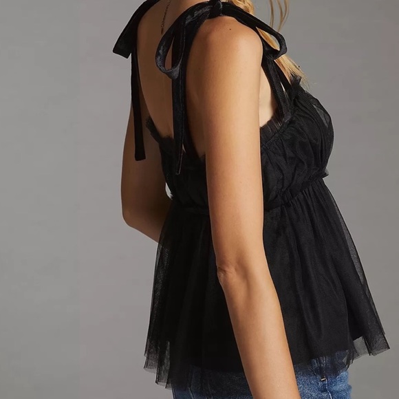 Anthropologie Black Velvet Tulle Tank - Picture 5 of 7